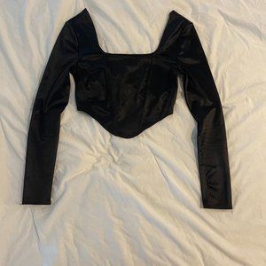 H&M size S Black Satin Corset Top